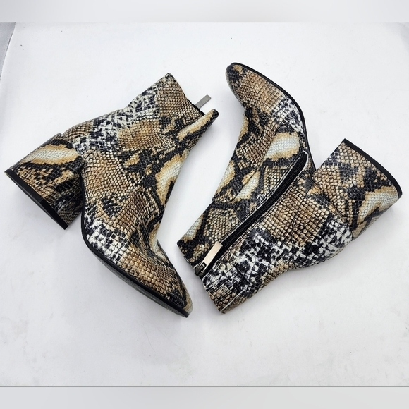 JEFFREY CAMPBELL LEATHER ASHCROFT BLOCK HEEL GREY BROWN SNAKE BOOTS SIZE 36 - Picture 15 of 16